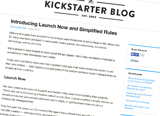 Kickstarters simplified rules
